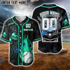 BlueJose 3D Skull Flame Baseball Jersey, Personalized Team Name & Number (4 Color Options)