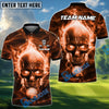 BlueJose Golf Skull Ball Fire Pattern Customized Name, Team Name 3D Shirts (4 Colors)