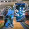 BlueJose Bowling And Pins Flame Rebirth Phoenix Personalized Name, Team Name 3D Shirt (4 Colors)