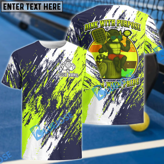BlueJose Pickleball Funny Raccoon Dink With Purpose, Smash With Pride Personalized Name, Team Name Unisex Shirt
