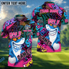 BlueJose Golf Funny Shark Graffiti Customized Name, Team Name 3D Shirts (4 Colors)
