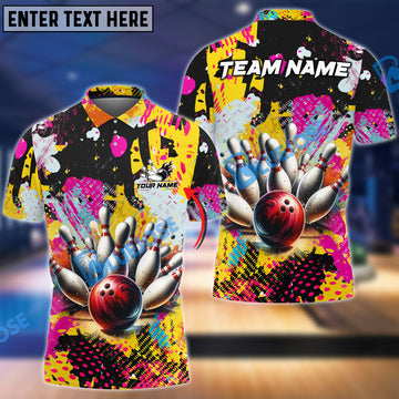 BlueJoses Bowling Graffiti Yellow Customized Name, Team Name 3D Shirt