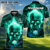 BlueJose Golf Skull Ball Fire Pattern Customized Name, Team Name 3D Shirts (4 Colors)