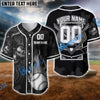 BlueJose 3D Skull Flame Baseball Jersey, Personalized Team Name & Number (4 Color Options)