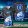 BlueJose Fireball Baseball Pattern Multicolor Option Customized Name, Team Name 3D Baseball Jersey (4 Colors)