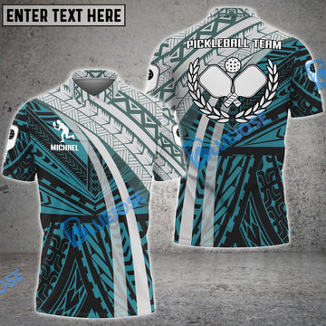 BlueJose Personalized Name, Team Name Light Sea Green Tribal Pickleball 3D Shirt