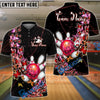 BlueJose Bowling And Pins Butterfly Flow Customized Name, Team Name 3D Shirt (4 Colors)