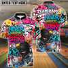 BlueJose Bowling And Pins ‚Äö√Ñ√∫Never Miss Strike‚Äö√Ñ√π Urban Hip-Hop Customized Name, Team Name 3D Shirt (4 Colors)