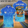 BlueJose Bowling And Pins Funny Cartoon Shark, Bubble Design Customized Name 3D Shirt (4 Colors)