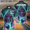 BlueJose Bowling And Pins Neon Strike Customized Name, Team Name 3D Shirt (4 Colors)