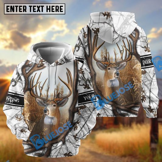BlueJose Personalized Name Deer Hunting White 3D Shirts
