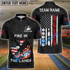 BlueJose Bowling And Pins Fire in the Lanes American Flag Style Personalized Name, Team Name Unisex Shirt