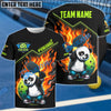 BlueJose Pickleball Flaming Panda Customized Name & Team Name 3D Shirts