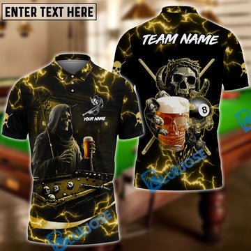 BlueJose Billiards Ball 8 Hell Reaper And Beer Personalized Shirt (4 Colors)