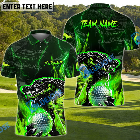 BlueJose Alligator Golf Flame Customized Name, Team Name 3D Shirts (4 Colors)