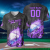 BlueJose Fireball Baseball Pattern Multicolor Option Customized Name, Team Name 3D Baseball Jersey (4 Colors)
