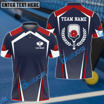 BlueJose Personalized Name And Team Name Red Blue Sport Style Pickleball Shirt