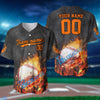 BlueJose Fireball Baseball Pattern Multicolor Option Customized Name, Team Name 3D Baseball Jersey (4 Colors)