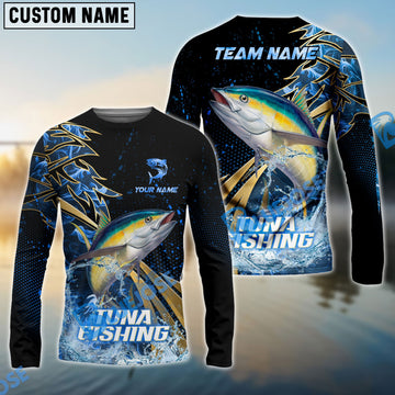 Bluejose Tuna Fishing Hooked Jump Splash Custom Name & Team Name 3D Shirts