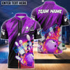 BlueJose Bowling And Pins Abstract Grunge Texture Multicolor Personalized Name, Team Name 3D Shirt