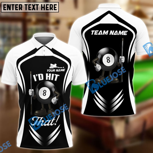BlueJose Billiards Ball 8 Pool I'd Hit That Personalized Name Shirt (4 Colors)