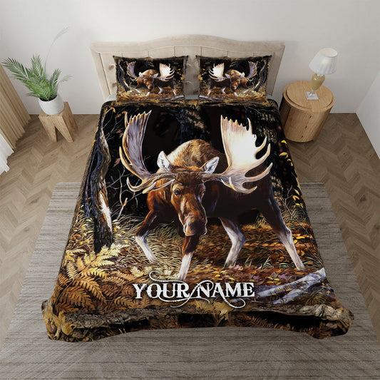 Bluejose Moose Hunting Forest All Over Printed Bedding Set