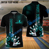 BlueJose Bowling And Pins Fire Dot Pattern Personalized Name Team Name Shirt (4 Colors)