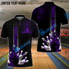 BlueJose Bowling And Pins Fire Dot Pattern Personalized Name Team Name Shirt (4 Colors)