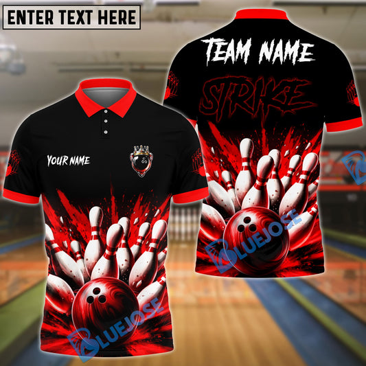 BlueJose Bowling And Pins Explosive Graffiti Strike Customized Name, Team Name 3D Shirt (4 Colors)
