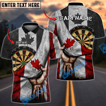BlueJose Darts Canadian Flag Personalized Name, Team Name Shirt