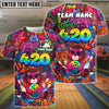 BlueJose Bowling And Pins Graffiti Bear 420 Customized Name, Team Name 3D Shirt (4 Colors)