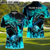 BlueJose Dragon Golf Fire Lightning Shirt Customized Name, Team Name 3D Shirts (4 Colors)