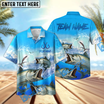BlueJose Tarpon Fishing Seabird Sunset Personalized All Over Print 3D Hawaiian Shirt