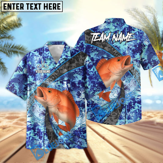 BlueJose Snapper Fishing Wave Rider Personalized All Over Print 3D Hawaiian Shirt