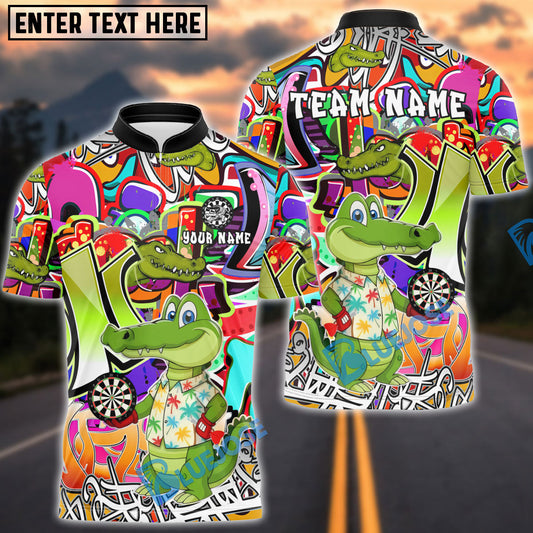 BlueJose Darts Crocodile Cartoon Personalized Name Shirt
