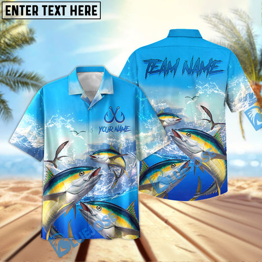 BlueJose Yellowfin Tuna Fishing Seabird Sunset Personalized All Over Print 3D Hawaiian Shirt