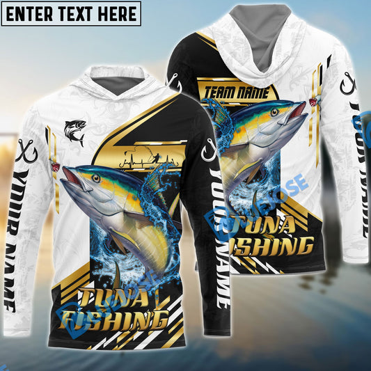 Bluejose Tuna Fishing Hook Graphic & Jumping Fish Art Custom Name & Team Name Shirt For Kids