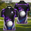 BlueJose Blazing Fireball Golf Polo Shirt, Customized Name & Team Name 3D Shirts (4 Colors)