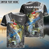 Bluejose Bass Fishing Gray Camo Sport Custom Name & Team Name 3D Shirts