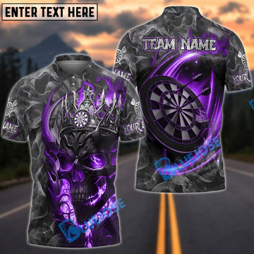 BlueJose Darts Flame King Skull Personalized Name, Team Name Shirt (4 Colors)