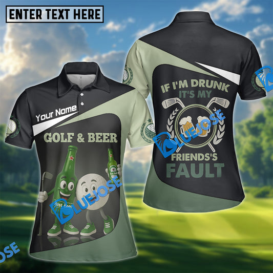 BlueJose Funny Beer And Golf Polo Shirt, Custom Name & Team Name 3D Shirts