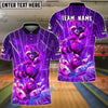 BlueJose Bowling & Pins Retro Neon Raccoon Synthwave Grid Design Customized Name, Team Name 3D Shirt (4 Colors)