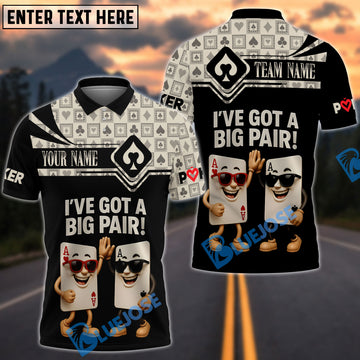 BlueJose Poker Playing Cards Shirt, I've Got A Big Pair, Poker Gift for Lover, Custom Name & Team Name 3D Shirts