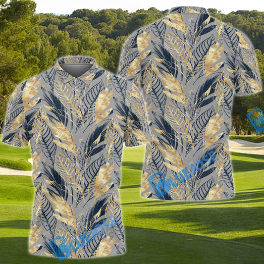 BlueJose Golf Tropical Leaf Pattern Customized Name, Team Name 3D Shirt