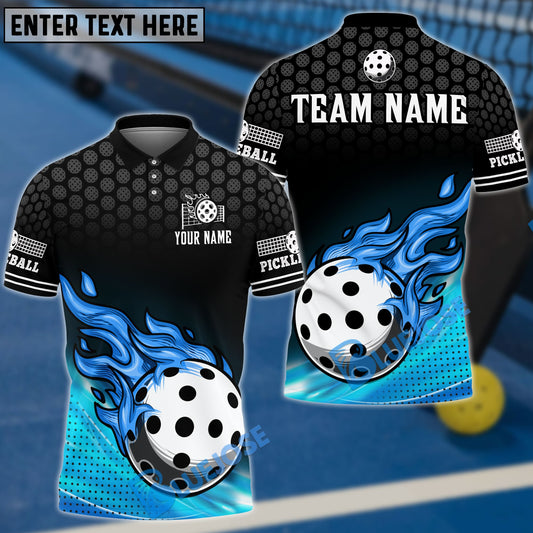 BlueJose Pickleball Fire Dot Personalized Name, Team Name Unisex Shirt (4 Colors)
