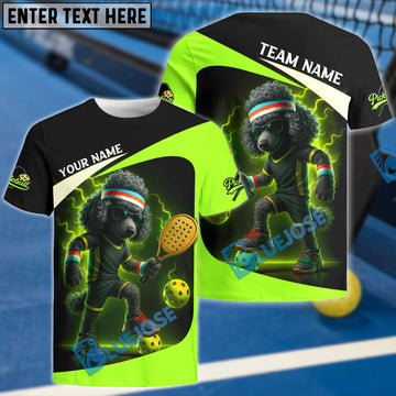 BlueJose Pickleball Electric Poodle Power Customized Name & Team Name 3D Shirts