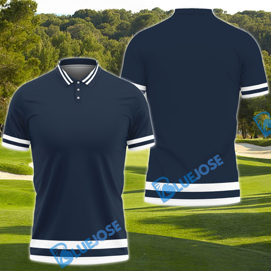 BlueJose Golf Classic Navy Striped Customized Name, Team Name 3D Shirt