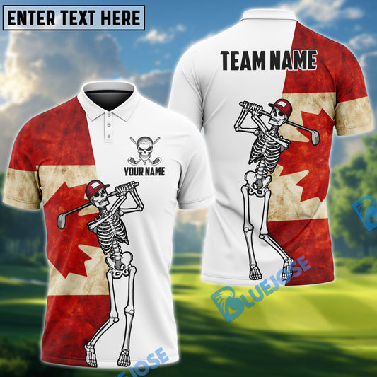BlueJose Skeleton Golf Flag Options Personalized Name, Team Name 3D Shirt (4 Colors)