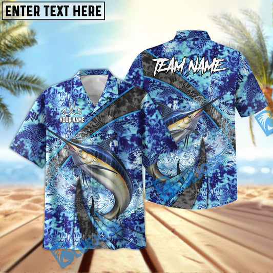 BlueJose Marlin Fishing Wave Rider Personalized All Over Print 3D Hawaiian Shirt