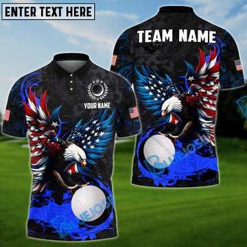 BlueJose Golf Almighty American Eagle Customized Name, Team Name 3D Shirts (4 Colors)